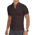 thumbnail image 3 of MLANM Men's Short Sleeve Polo Shirts Quarter-Zip Casual Slim Fit Mock Neck Basic Designed Cotton Shirts S Deep Coffee, 3 of 6