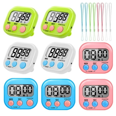 sixwipe 8 Pieces Digital Kitchen Timer,Magnetic Timers On/Off Switch Minute Second Count up Countdown Big LCD Display Loud Alarm for Exercise,Cook,Baking,Teacher,Kids