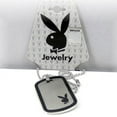 thumbnail image 4 of Mens Playboy Necklace Bunny Logo Dog Tag Pendant Stainless Steel Black Silver 24", 4 of 5