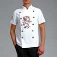 thumbnail image 3 of Men Shirts Chefs Jacket Uni Chefs Clothing with Long Sleeves and Contrasting Red Buttons for Use, 3 of 3