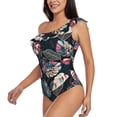 thumbnail image 3 of Picia Colorful Tropical Leaves Pattern Women's One Piece Swimsuits,One Shoulder Swimwear Asymmetric ,Ruffle Monokinis Bathing Suits,High Waisted Flattering Bathing Suits-X-Large, 3 of 8