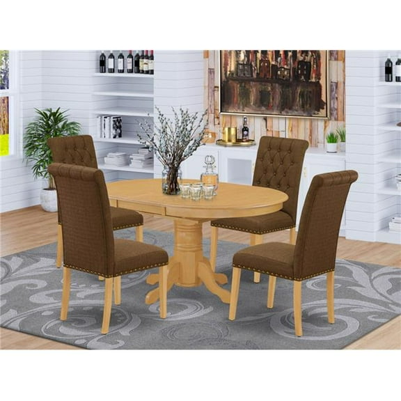 5 Piece Avon Dining Set - Oak & Dark Coffee