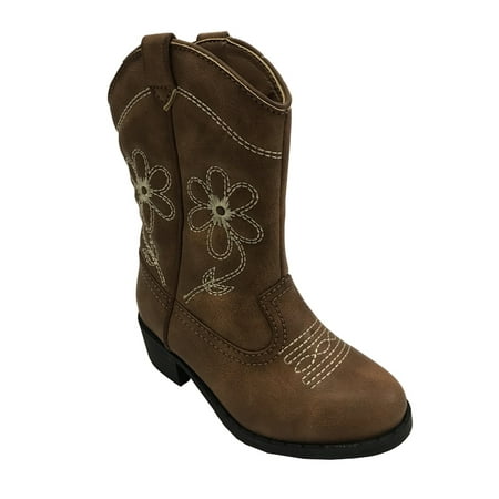 Wonder Nation Girls' Embroidered Flowers Cowboy (Best Boots For Standing All Day)