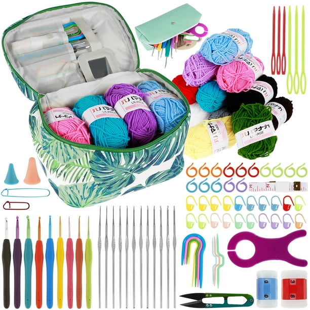 59/92Pcs Crochet Kit with Colorful Yarn Ergonomic Crochet Hook Set
