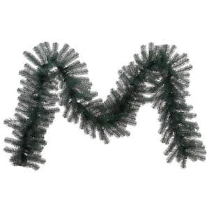 Vickerman Unlit 9' x 14" Blue Crystal Artificial Garland with Iridescent Glitter featuring 300 PVC Tips