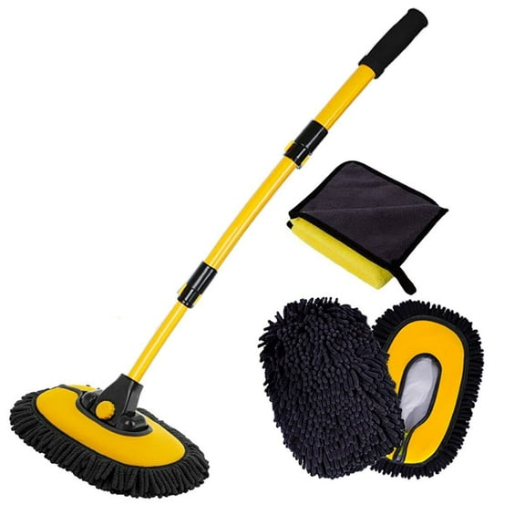 Cleaning Supplies Kit,Car Wash Brush with Long Handle,with 2Replacement Head
