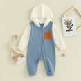 thumbnail image 2 of Okbabeha Newborn Boy Onesie Long Sleeve Baby Zip Up Jumpsuit Infant Fall Clothes Contrast Color Zipper Hood Romper Outfit, 2 of 8