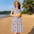 thumbnail image 4 of Lsque Teckel Chiot Imprimé Robe Décontractée T-Shirt Été Manches Courtes Col Rond Robes Évasées, 4 of 6