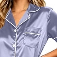 thumbnail image 5 of Silk Satin Pajamas Set Women Short Sleeve Sleepwear Soft Button Down Loungewear Pjs Set Light Blue XL(XL), 5 of 5