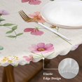 thumbnail image 3 of Pink Spring Floral Round Tablecloth, Fitted Table Cover with Elastic for 45"-54" Round Tables, Flowers Elegant Pastoral Rustic Table Cloth Outdoor Indoor Dinning Party Waterproof Tablecloths, 3 of 7