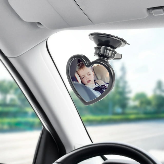 Espejo retrovisor para bebé para coche | Espejo de monitoreo interior para bebé con ventosa | Cristal HD curvo de gran angular | Accesorio de seguridad ajustable y giratorio | 7.7x7x5.7cm