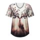 thumbnail image 4 of Camiseta informal para mujer, blusa de manga corta con cuello en V y estampado Retro, Tops Fridja  bn4784, 4 of 8