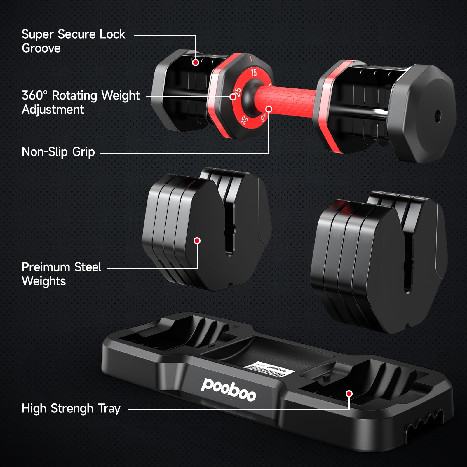 LNOW 55LB Adjustable Dumbbells 15lb to 55lb Adjustable Dumbbells for Home Gym Exercise Equipment
