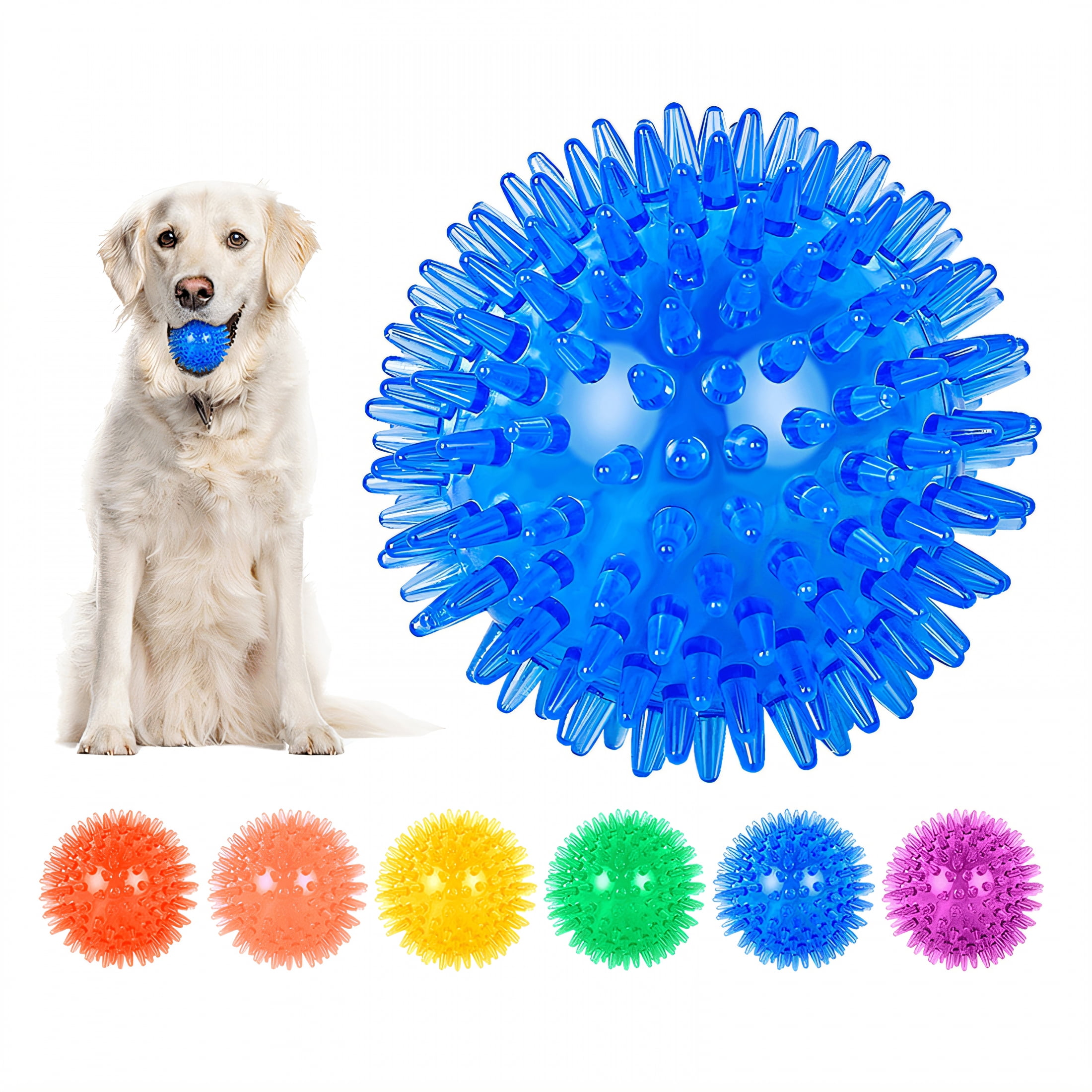 BESTSKY 6Pcs Dog Balls for Aggressive Chewers,Spiked Dog Ball Dog Squeaky Toys,Non-Toxic Interactive Dog Ball,Mini