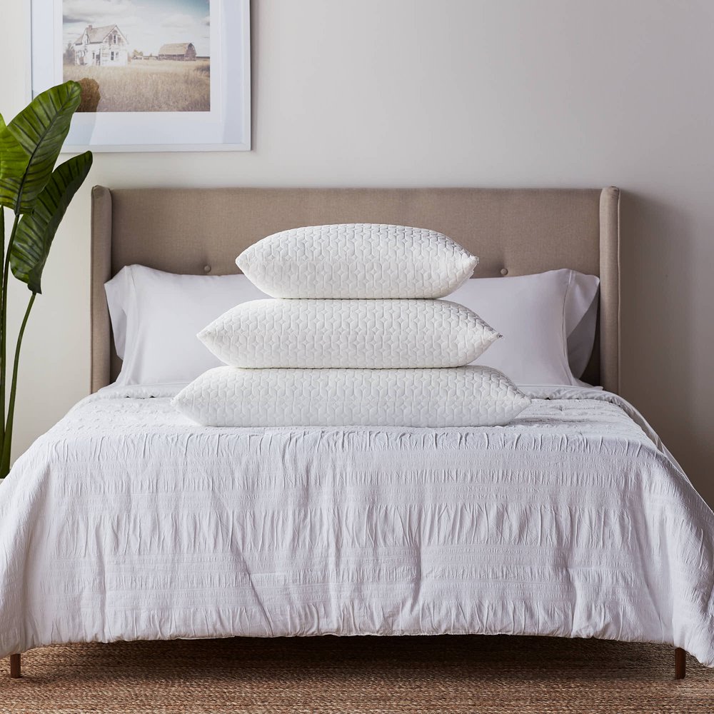 Rest Haven 2 Pack Fiber and Shredded Foam Pillow with Zippered