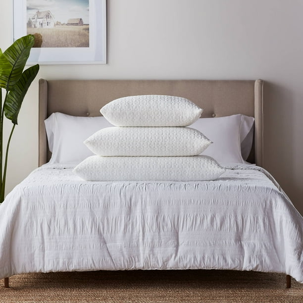 Rest Haven Fiber and Shredded Foam Pillow with Zippered Inner Cover, Standard, Ultra Plush