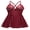 Wine Red, variant on Women's Lingerie Sexy V-Neck Sheer Lace Nightwear with Side Slits Nightgown,Wine Red,M