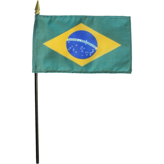 Brazil - 4"X6" Stick Flag