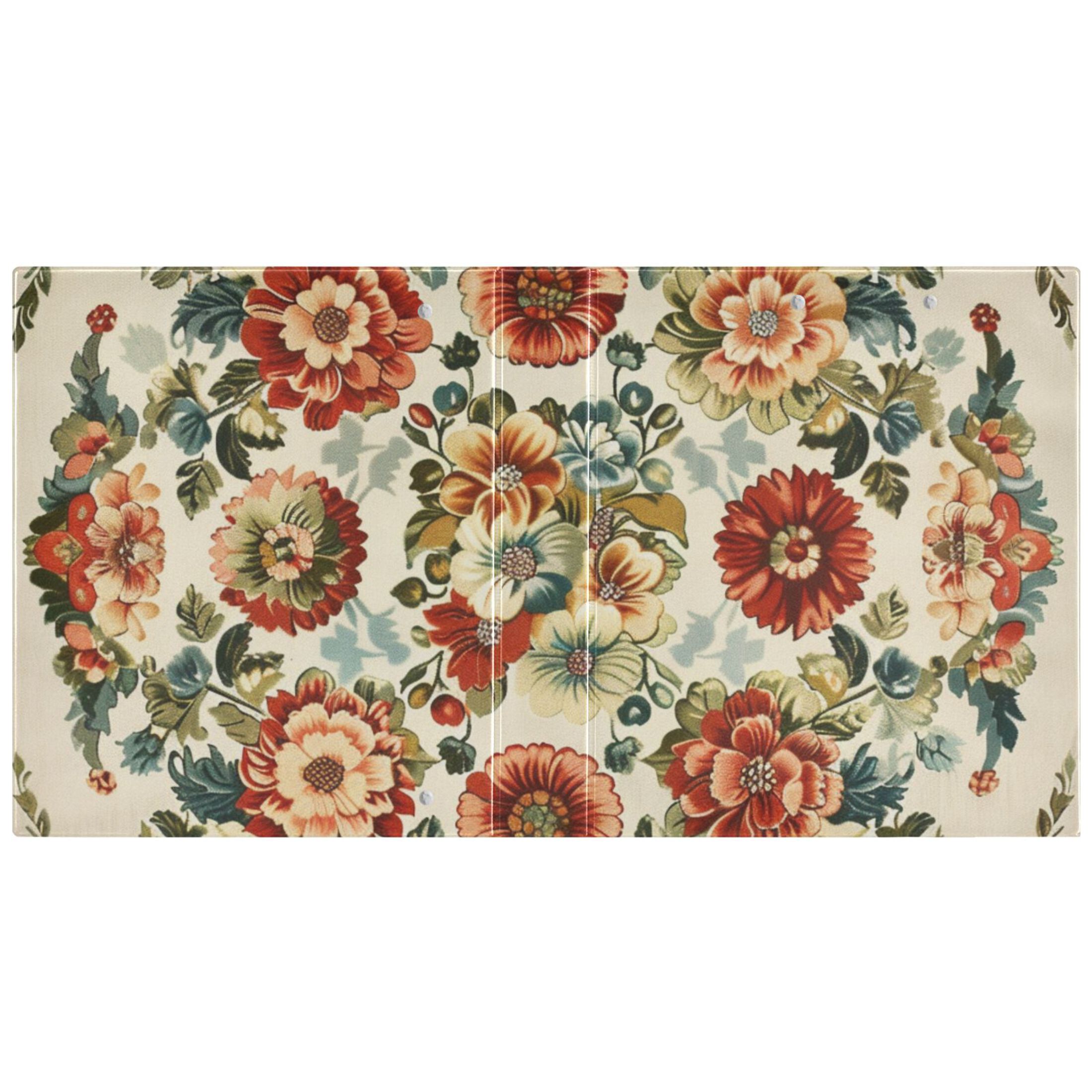 Vintage Medallion Floral Flowers 3 Ring Binders 1.5 inch Hardcover File Folders with Interior Pockets A4 Size Organizer for School Office Hospital