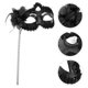 thumbnail image 4 of Máscara de encaje de Halloween, máscara de mascarada de mano, accesorios de actuación, suministros para fiestas, color negro, 4 of 6