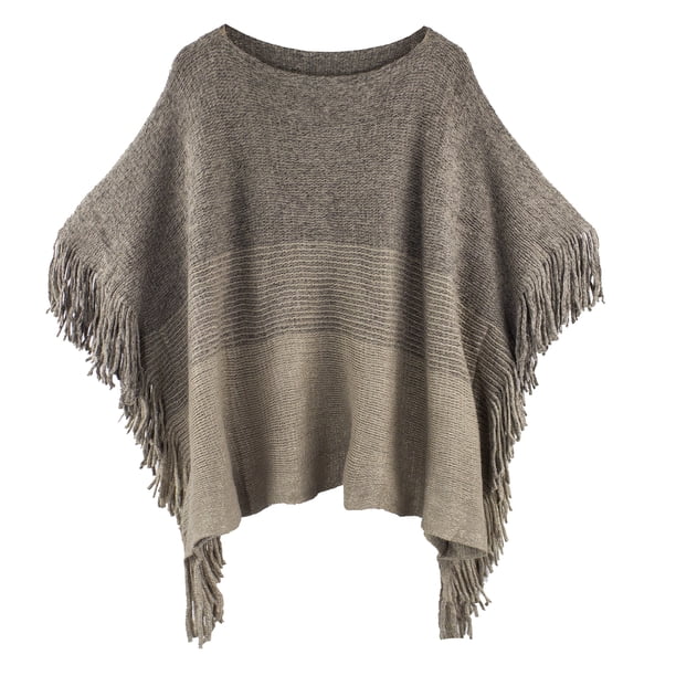Drawer wool Fringe reversible two-tone poncho Wrap Cape Coat Tops 6525-299-0881 Navy black