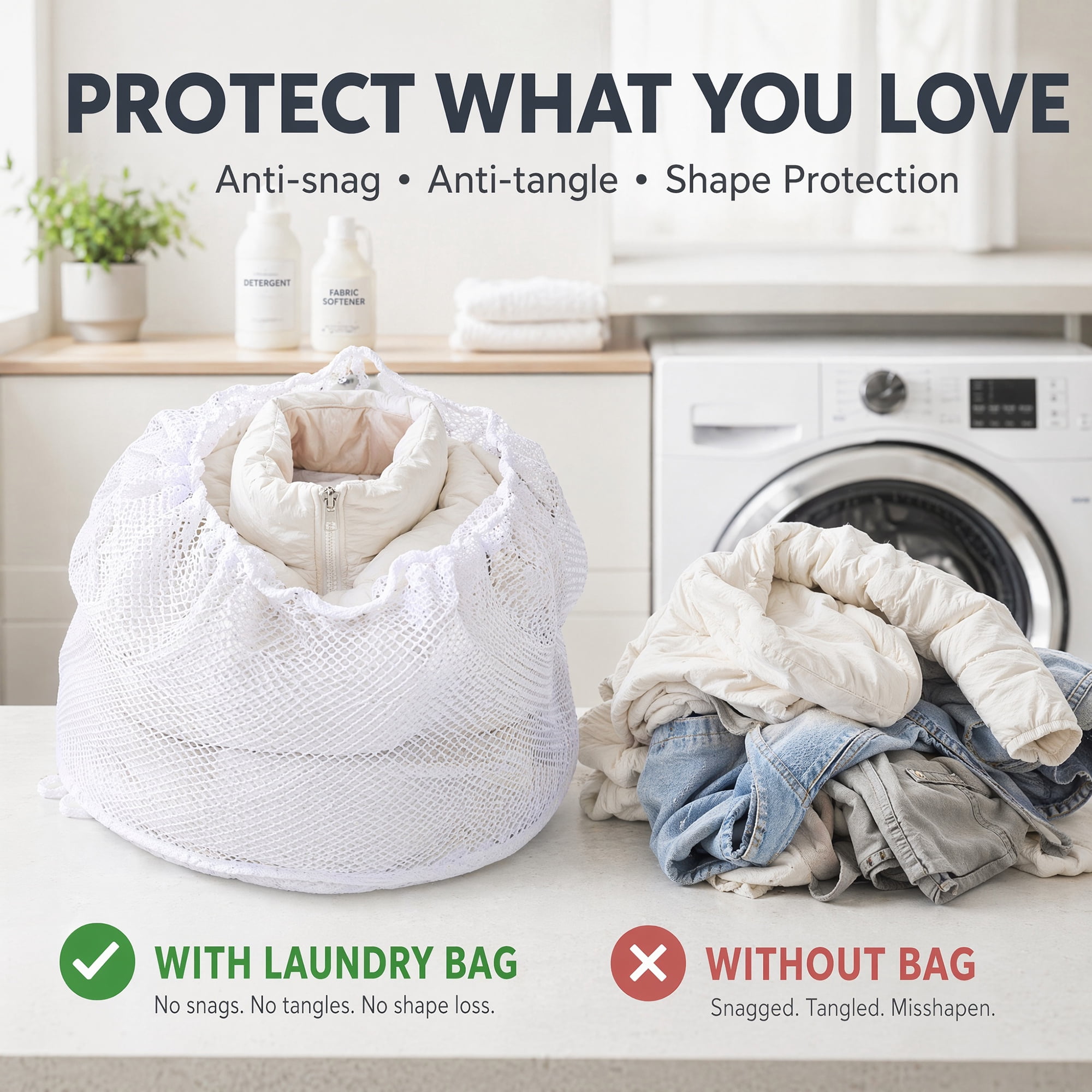 Unique Bargains 2 Pack Nylon Mesh Laundry Bags with Drawstring Closure for Socks White 19.7"x23.6"