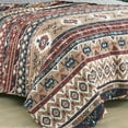 thumbnail image 5 of Chezmoi Collection Flint 3-Piece Southwestern Rustic Quilt Set Queen, Multicolor Red Blue White Tan Gray Printed Microfiber Lightweight Bedspread Set for All season, 5 of 9