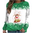 thumbnail image 2 of T-Shirts pour Femmes, Manches Longues de Noël, Col Rond, Chemise Décontractée, Ample, Imprimé Élan, Chandail, Grande Taille, en Liquidation, 2 of 5