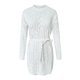 thumbnail image 5 of Gibobby Suéter de invierno para mujer, Suéter de manga larga con textura degradada, cuello redondo, hombros caídos, casual, suéter para mujer(Blanco,CH), 5 of 5