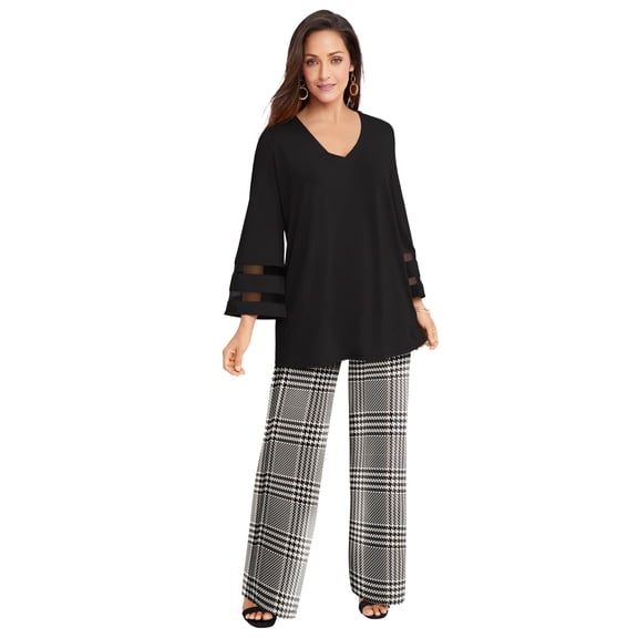 Jessica London Women's Plus Size Petite Stretch Knit Wide Leg Pant