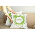 thumbnail image 2 of Ambesonne Spring Throw Pillow Cover 2 Pack, Green Leaves Corolla Circle, 16", White and Lime Green, 2 of 5