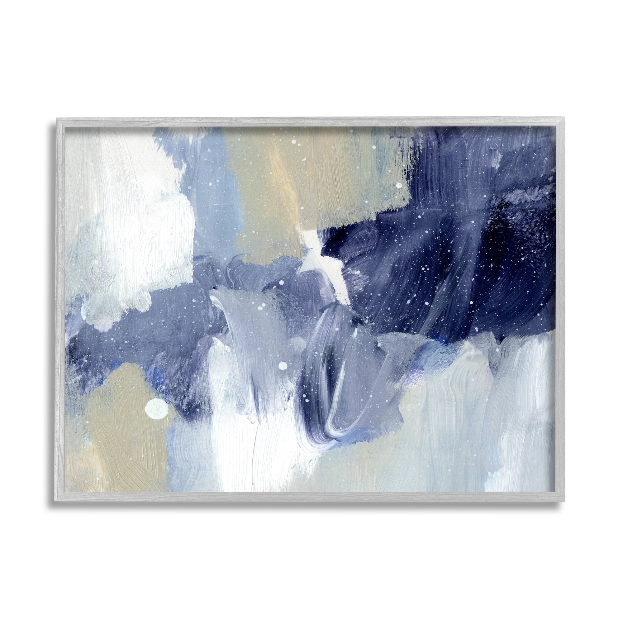 Stupell Industries Winter Ice Abstract Painting Modern Blue Beige Composition, 20 x 16,Design by Annie Warren