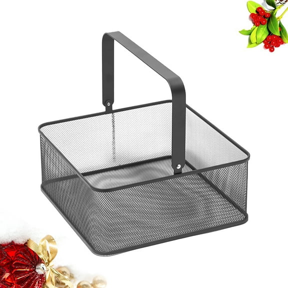 ORDDIART Black Metal Storage Basket for Kitchen Countertop, Potato and Onion Storage Box, and Stylish Organizer