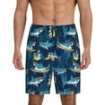 thumbnail image 1 of Balery Cartoon Surfer Sharks Pantalones cortos de pijama de punto de algodón para hombre con cinturilla y bolsillos-X-Large, 1 of 6