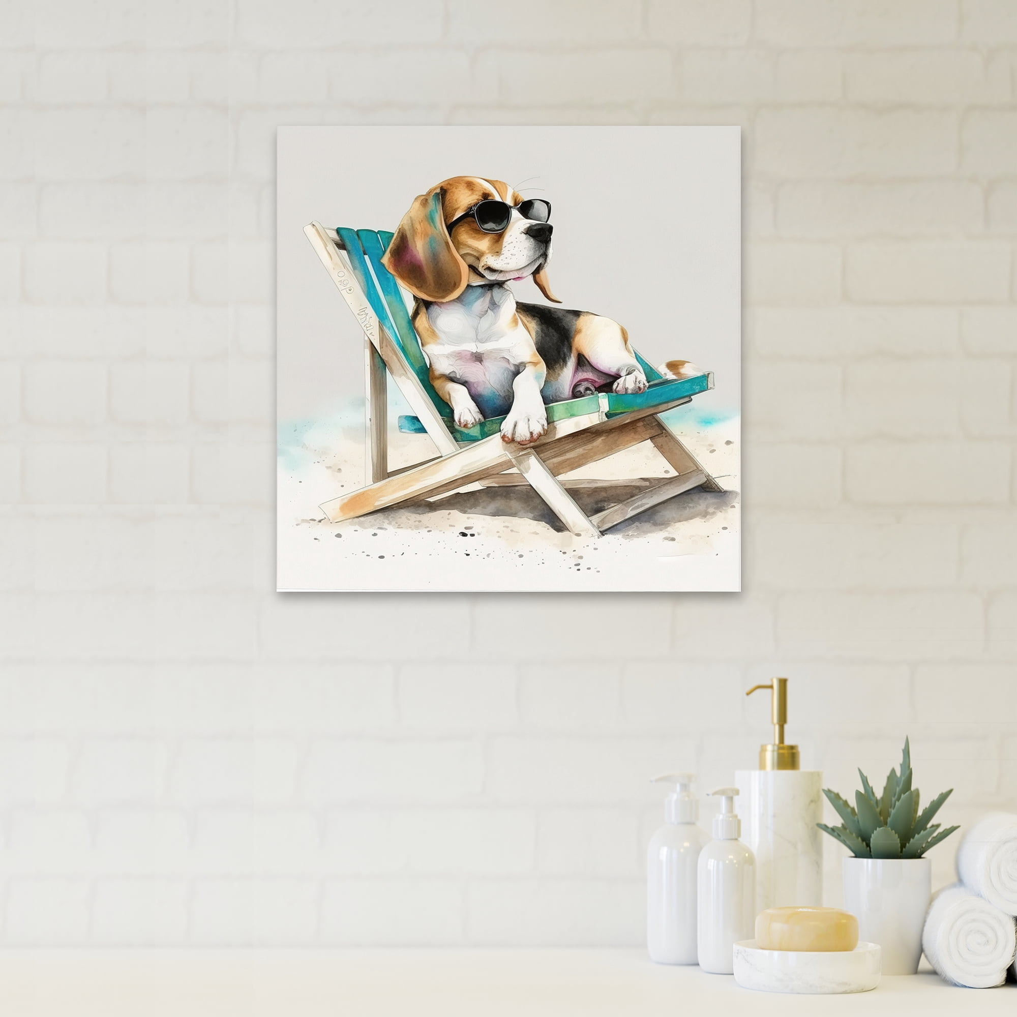 Designart Dog On The Beach II Canvas Wall Art