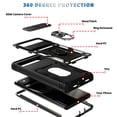 thumbnail image 6 of Nalacover Heavy Duty Case for Google Pixel 6 with Camera Lens Sliding Cover, Triple Layers Ring Kickstand Hybrid Rugged PC + TPU Shockproof Case with Magnetic Car Mount Holder, Black, 6 of 11