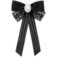 thumbnail image 1 of INSPIRE CHIC Corbata de broche de cinta elegante para mujeres con encaje y cuentas para varias ocasiones Negro, 1 of 5