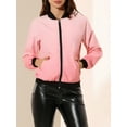 thumbnail image 5 of INSPIRE CHIC Women's Coat Casual Zip Up Bomber Jacket Windbreaker Outerwear with Pockets S Pink, 5 of 7