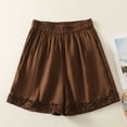 thumbnail image 5 of Ribbed Women Shorts Women’s Ruffle Home Shorts Elastic Waist Lace Shorts Summer Casual Home Sleepwear Loungewear Bottoms Coffee XL, 5 of 9