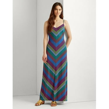 Lauren Ralph Lauren Chevron Jersey Maxidress Womens Size 2 Multi MSRP $145