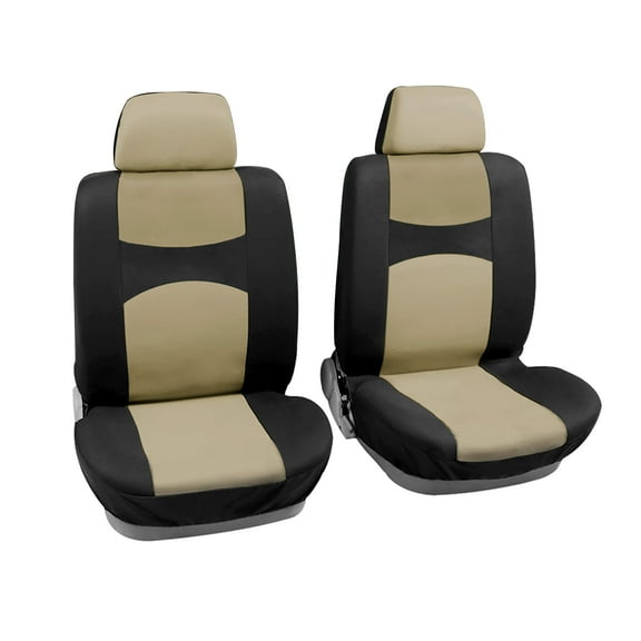 Unique Bargains Universal Black Beige Front Car Seat Cover Kit Flat Cloth Fabric Seat Protector Pad for Car Truck SUV