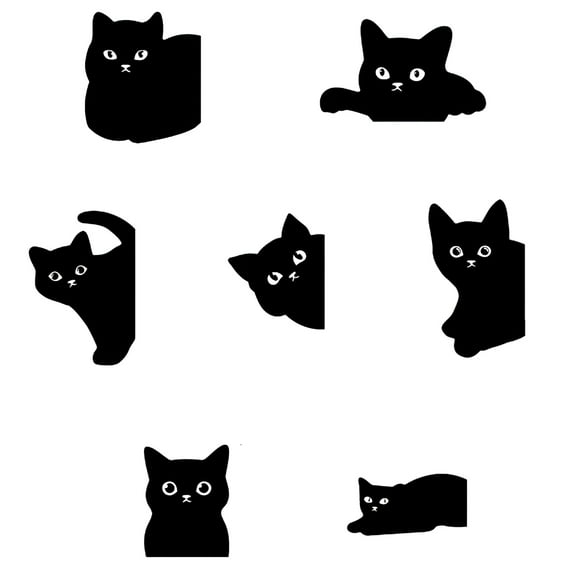 CCOCC Magnetic Bookmark Cartoon Black Cat Gift Tape Student Art Style Folding Bookmark Clip
