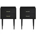 thumbnail image 1 of 2-Piece 20" Two-Drawer Bedroom Nightstand in Solid Black, 1 of 10