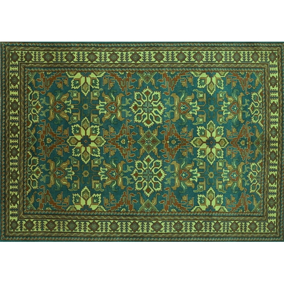 Ahgly Company Indoor Rectangle Persian Turquoise Blue Traditional Area Rugs, 7' x 10'
