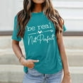 thumbnail image 2 of WEIYLL Ladies T Shirts Short Sleeve Letter Print Sky Blue Tees Sizes XL, 2 of 4
