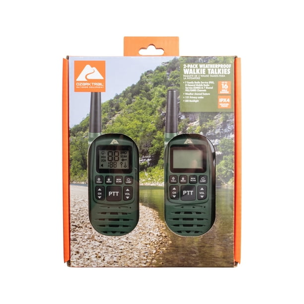 Ozark IPX4 Weatherproof 22-Channel Two-Way Walkie Talkies, 2 Pack