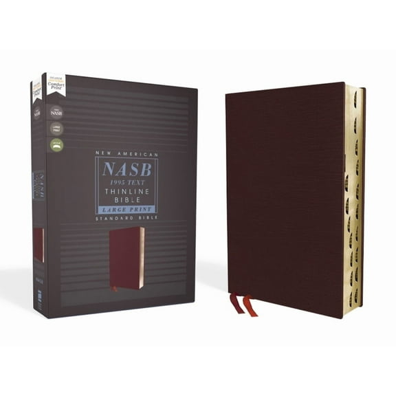 Nasb, Thinline Bible, Large Print, Bonded Leather, Burgundy, Red Letter Edition, 1995 Text, Thumb Indexed, Comfort Print, (Hardcover)