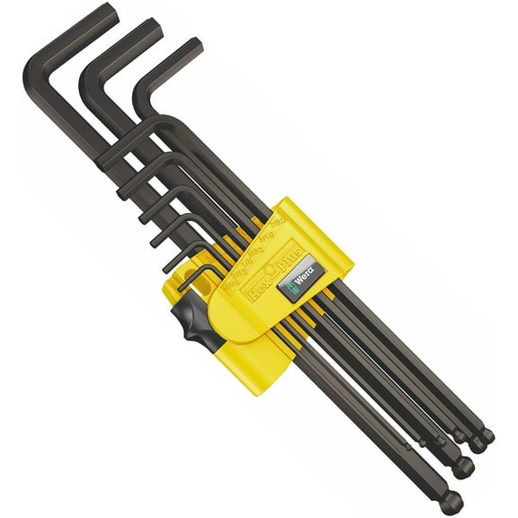 Wera 05022171001 Hex Ball End Hex SAE L-key Clip Set, 9 Piece