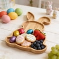 thumbnail image 1 of 1/2 Pack Rabbit Serving Wood Trays Cute Wooden Serving Trays Party Supplies Dish Easter Egg-Shaped Plate Easter Day Table Tray Snacks Dish for Housewarming Party Spring Rustic Decoration, 1 of 6