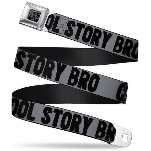 Buckle-Down Belt, Seatbelt Buckle Belt, Cool Story Bro Gray Black, Youth 22 to 32 Inches